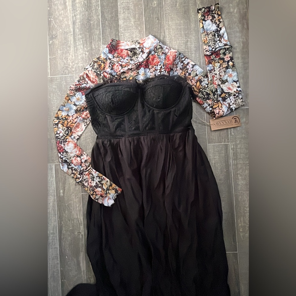 Savannah Sevens Black Lace Strapless Dress